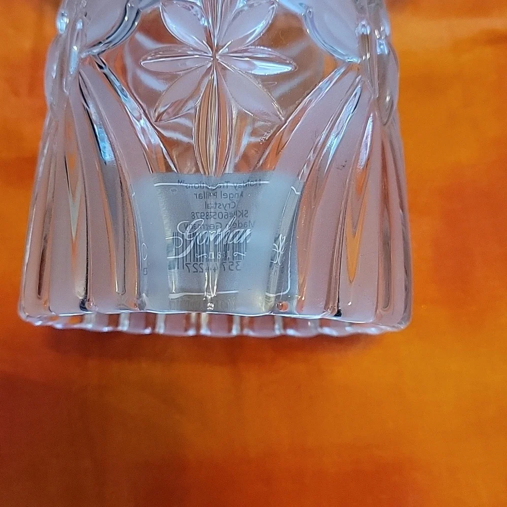 Gorham Crystal Candle Holder Angel Holiday Traditions Pillar